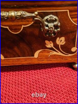 Sorrento Hand Made Inlay Marquetry Italian Swis Walnut Orange Music Jewelry Box