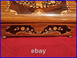 Sorrento Hand Made Inlay Marquetry Italian Swis Walnut Orange Music Jewelry Box