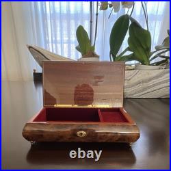 Sorrento Italy Inlaid Wood Music Box Torna a SurrientoVelvet Lined Burled Wood