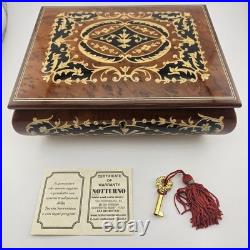 Sorrento Italy Jewlery Music Box Real Inlaid Wood With Key & Certificate VTG