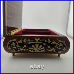 Sorrento Italy Jewlery Music Box Real Inlaid Wood With Key & Certificate VTG