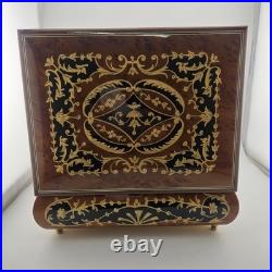 Sorrento Italy Jewlery Music Box Real Inlaid Wood With Key & Certificate VTG