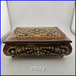Sorrento Italy Jewlery Music Box Real Inlaid Wood With Key & Certificate VTG