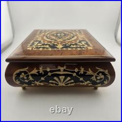 Sorrento Italy Jewlery Music Box Real Inlaid Wood With Key & Certificate VTG