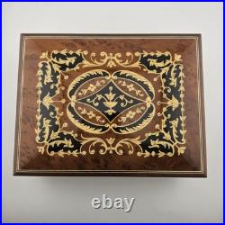 Sorrento Italy Jewlery Music Box Real Inlaid Wood With Key & Certificate VTG
