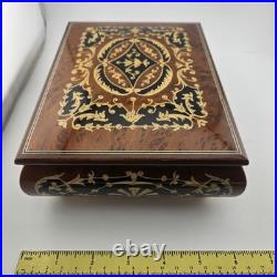 Sorrento Italy Jewlery Music Box Real Inlaid Wood With Key & Certificate VTG