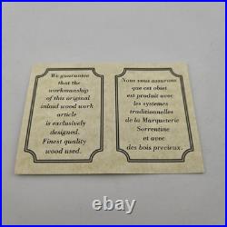 Sorrento Italy Jewlery Music Box Real Inlaid Wood With Key & Certificate VTG