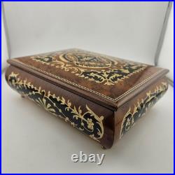 Sorrento Italy Jewlery Music Box Real Inlaid Wood With Key & Certificate VTG