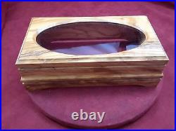 Spanish Olivewood Music Box Cabinet Only Hand Made Oval Glass Top 72 Note