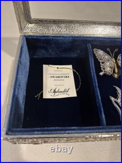 Splendid Animated Silver Butterfly MusicBox/Jewelry Box Crystallized moving wing