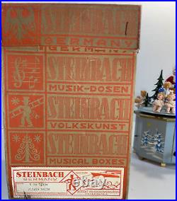 Steinbach Germany rotating Wood Music Box Thorens Angels Santa Jingle Bells