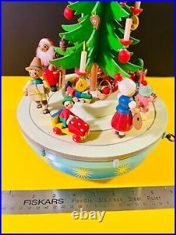 Steinbach Musical Wood Christmas Tree Santa -Jingle Bells- Reuge Germany Vintage