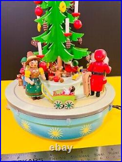 Steinbach Musical Wood Christmas Tree Santa -Jingle Bells- Reuge Germany Vintage