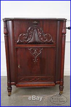 Stella Antique Flame Mahogany Console Music Box with Discs