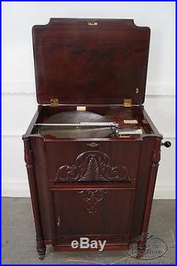 Stella Antique Flame Mahogany Console Music Box with Discs