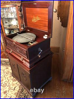 Stella Grand Double Comb Disk Music Box With Drawer and Matching Storage Cabinet