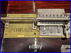 Stella Swiss Made Rare Antique 9 9/16 Metal Disc Music Player 34 Discs Working