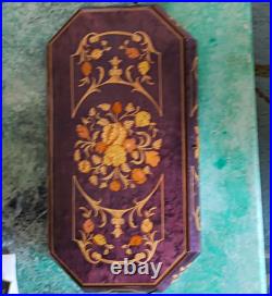 Stilnovo Handmade Inlaid Wood Music Box Purple Floral Lara's Theme Italy