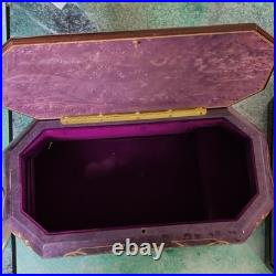 Stilnovo Handmade Inlaid Wood Music Box Purple Floral Lara's Theme Italy