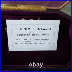 Stilnovo Handmade Inlaid Wood Music Box Purple Floral Lara's Theme Italy