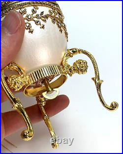 Stunning! SWAROVSKI FABERGE EGG MUSIC TRINKET BOX Gold Crown Ring JEWELS