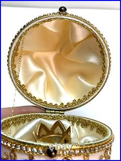 Stunning! SWAROVSKI FABERGE EGG MUSIC TRINKET BOX Gold Crown Ring JEWELS