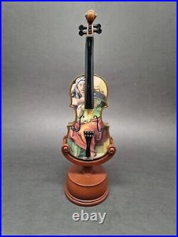 Stunning Vintage Porcelain Violin Cello figurine & Music Box Stand