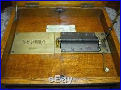 Super Antique Regina 15.5 Double Comb Disc Music Box Oak Cabinet with Discs