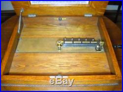 Super Antique Regina 15.5 Single Comb Disc Music Box Oak Cabinet with 6 Discs