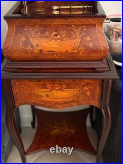 Swan Porter music box with matching cabinet, multiple discs. Meticulously loved