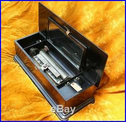 Swiss 13 Nickel Plate Cylinder Music box with Zither bar plays 12 Airs 1890