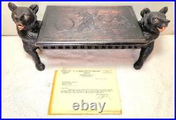 Swiss Blackforest Bear Foot Stool Music Box Signed Huber-Aeschimann Provenance