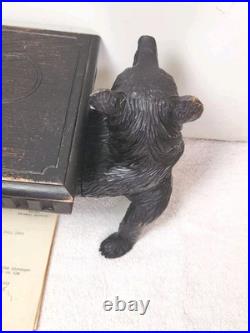 Swiss Blackforest Bear Foot Stool Music Box Signed Huber-Aeschimann Provenance