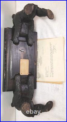Swiss Blackforest Bear Foot Stool Music Box Signed Huber-Aeschimann Provenance