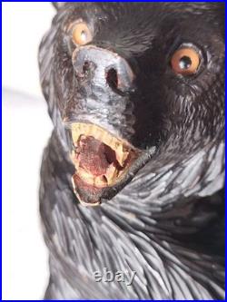 Swiss Blackforest Bear Foot Stool Music Box Signed Huber-Aeschimann Provenance