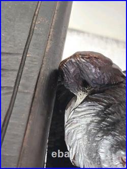 Swiss Blackforest Bear Foot Stool Music Box Signed Huber-Aeschimann Provenance