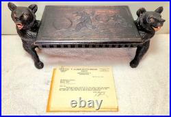 Swiss Blackforest Bear Foot Stool Music Box Signed Huber-Aeschimann Provenance