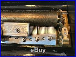Swiss Cylinder Mechanical Music Box 6 Tunes 13 Lever Wind Zither Paillard 1880s