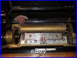 Swiss Cylinder Mechanical Music Box 8 1/2 Lever Wind Zither Paillard