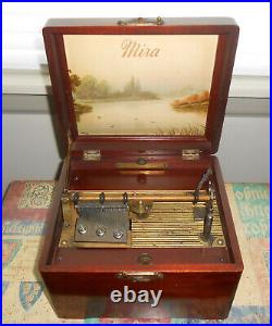 Swiss Music Box Antique Mira by Mermod Freres 7 Wood Box