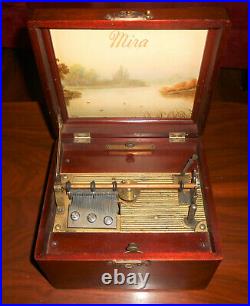 Swiss Music Box Antique Mira by Mermod Freres 7 Wood Box