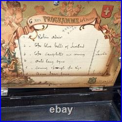 Swiss Music Box Marque De Fabrique MF 1840 Cylinder 6 Airs Antique Needs Repair