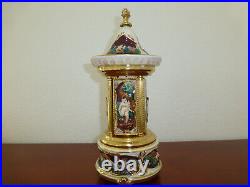 Swiss Reuge Dancing Ballerina Music Box Carousel Holder Gold Leaf/Porcelain Case