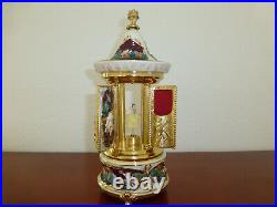 Swiss Reuge Dancing Ballerina Music Box Carousel Holder Gold Leaf/Porcelain Case