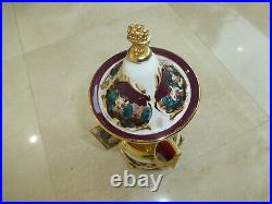 Swiss Reuge Dancing Ballerina Music Box Carousel Holder Gold Leaf/Porcelain Case