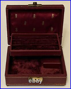 Swiss THORENS Music Box Antique Burgundy Leather Jewelry ANNIVERSARY SONG nice