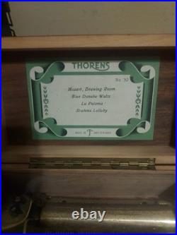 Swiss THORENS (pre-Reuge) 4/50 Shield Music Box, WOOD ART SERIES motzart VIDEO