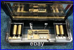 Swiss Tulipwood Inlaid Part Ebonized Burlwalnut 50 Note Interchangable Cylinders