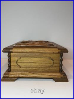 Swiss Vintage Reuge Music Box & Carved Jewelry Chest Anniversary Waltz #32792