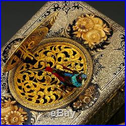 Swiss Wonderful Gold Silver & Enamel Automaton Bird Box with Fusee